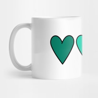 Beautiful teal blue ombre hearts Mug